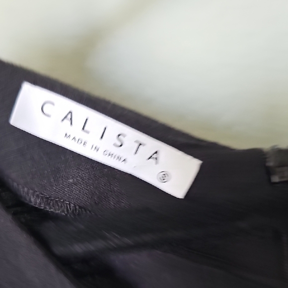 Calista V Neck Witchy Fall Belted Small Cotton Elegant Black Sleeveless Dress - Picture 7 of 10